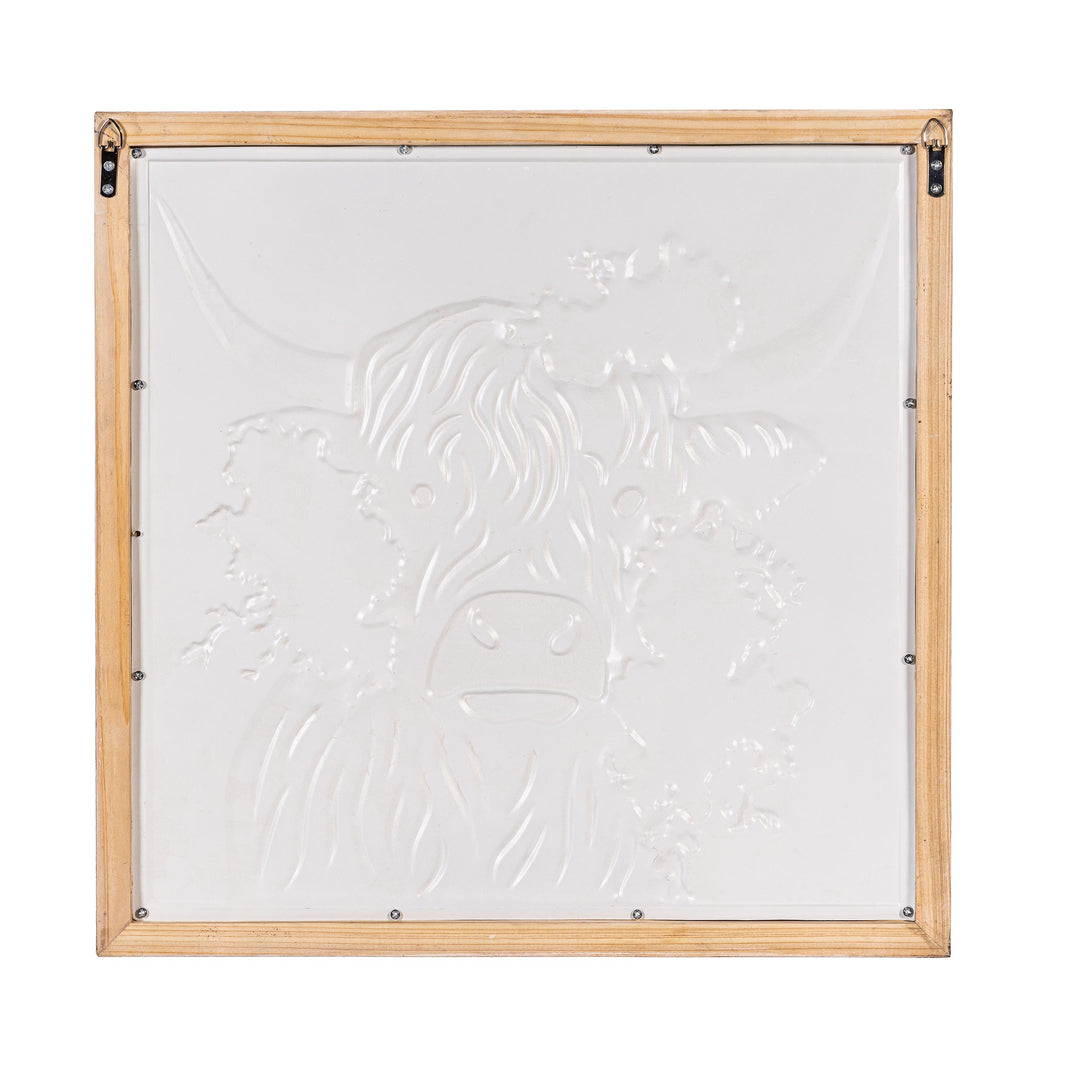 Highland Cow with Florals Framed Wall Art