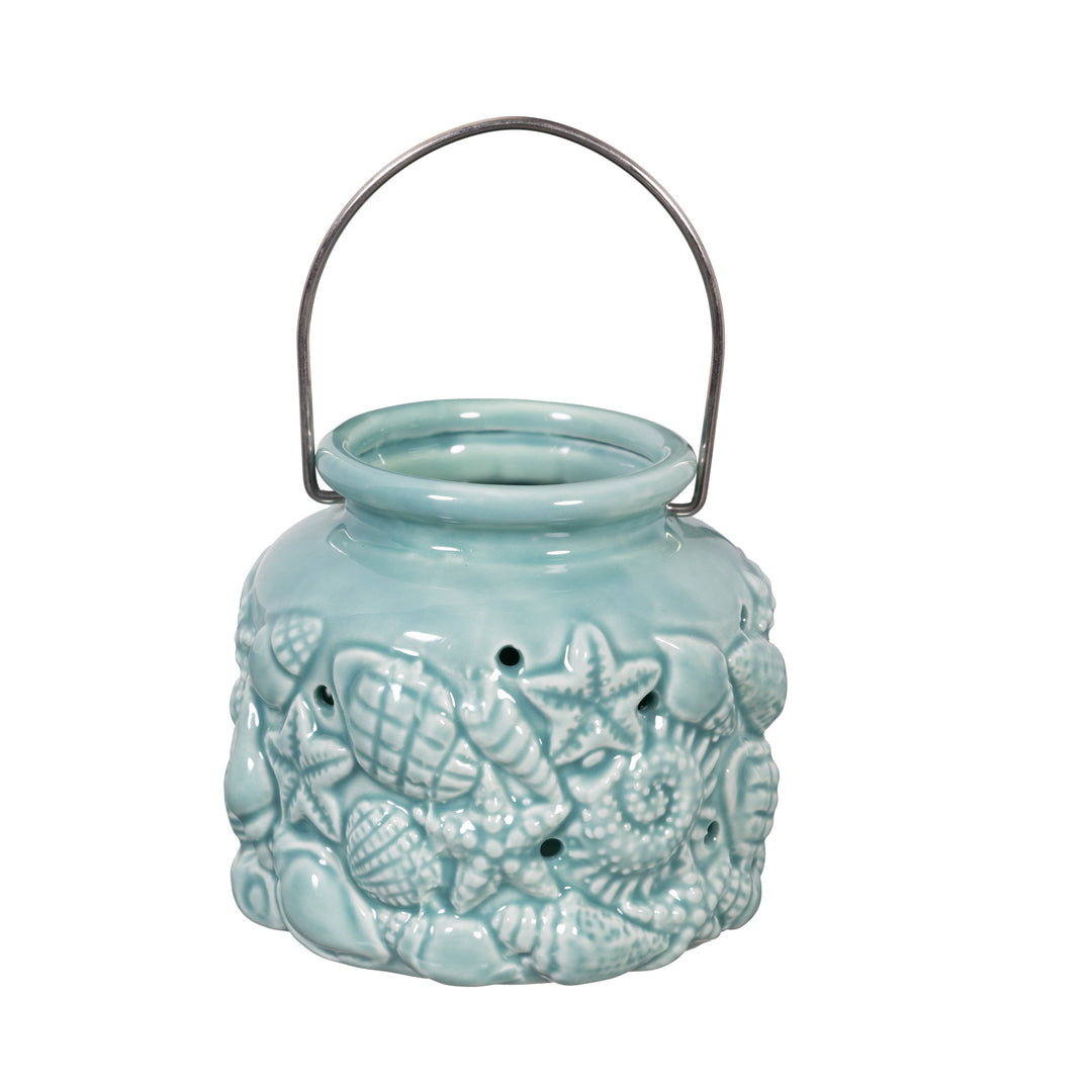 Ceramic Coastal Lantern Teal