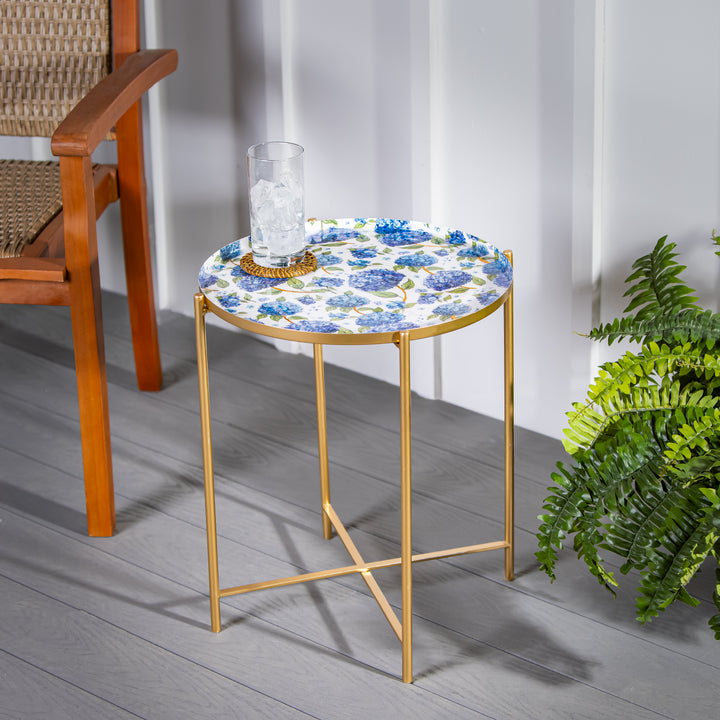 Blue Hydrangea Side Table