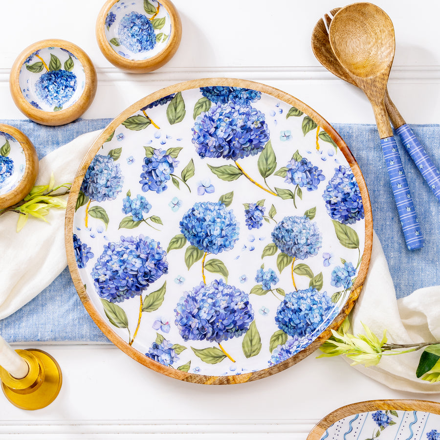 Blue Hydrangea Round Serving Platter