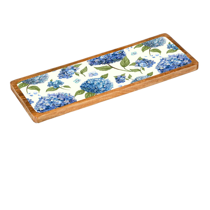 Blue Hydrangea Rectangular Serving Tray