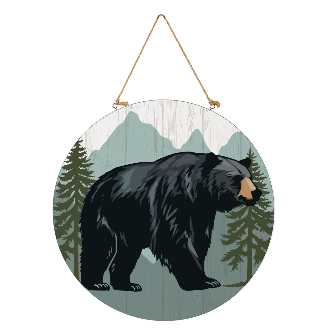 Circular "High Country Wilderness" Bear Wall Art