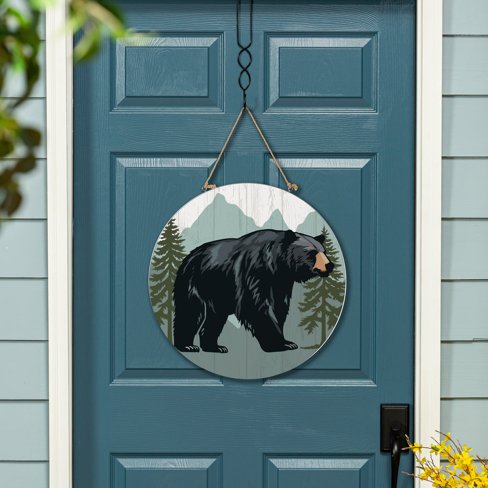 Circular "High Country Wilderness" Bear Wall Art