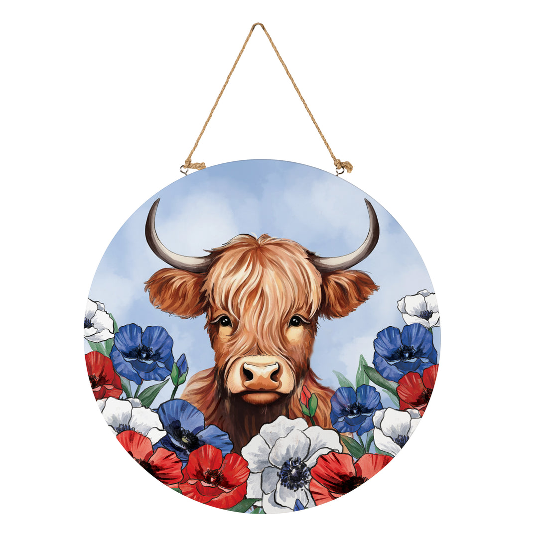 Circular "American Classic" Highland Cow Wall Art