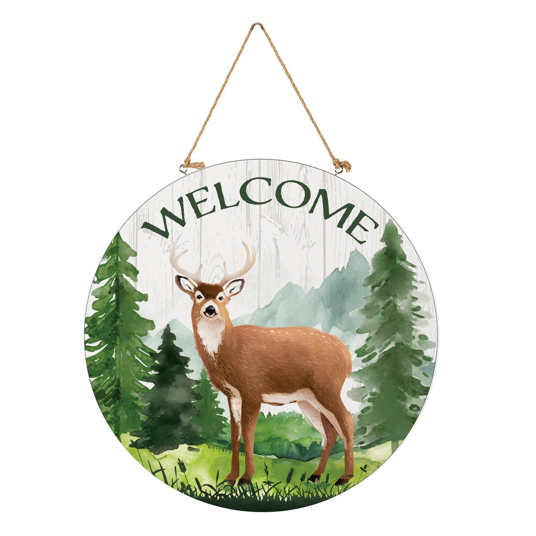 Circular "High Country Wilderness" Deer Wall Art