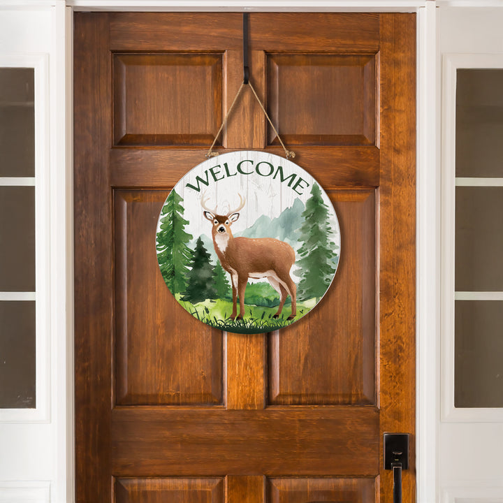 Circular "High Country Wilderness" Deer Wall Art