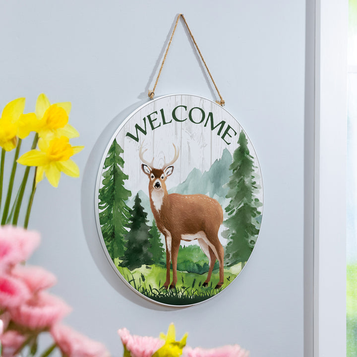 Circular "High Country Wilderness" Deer Wall Art