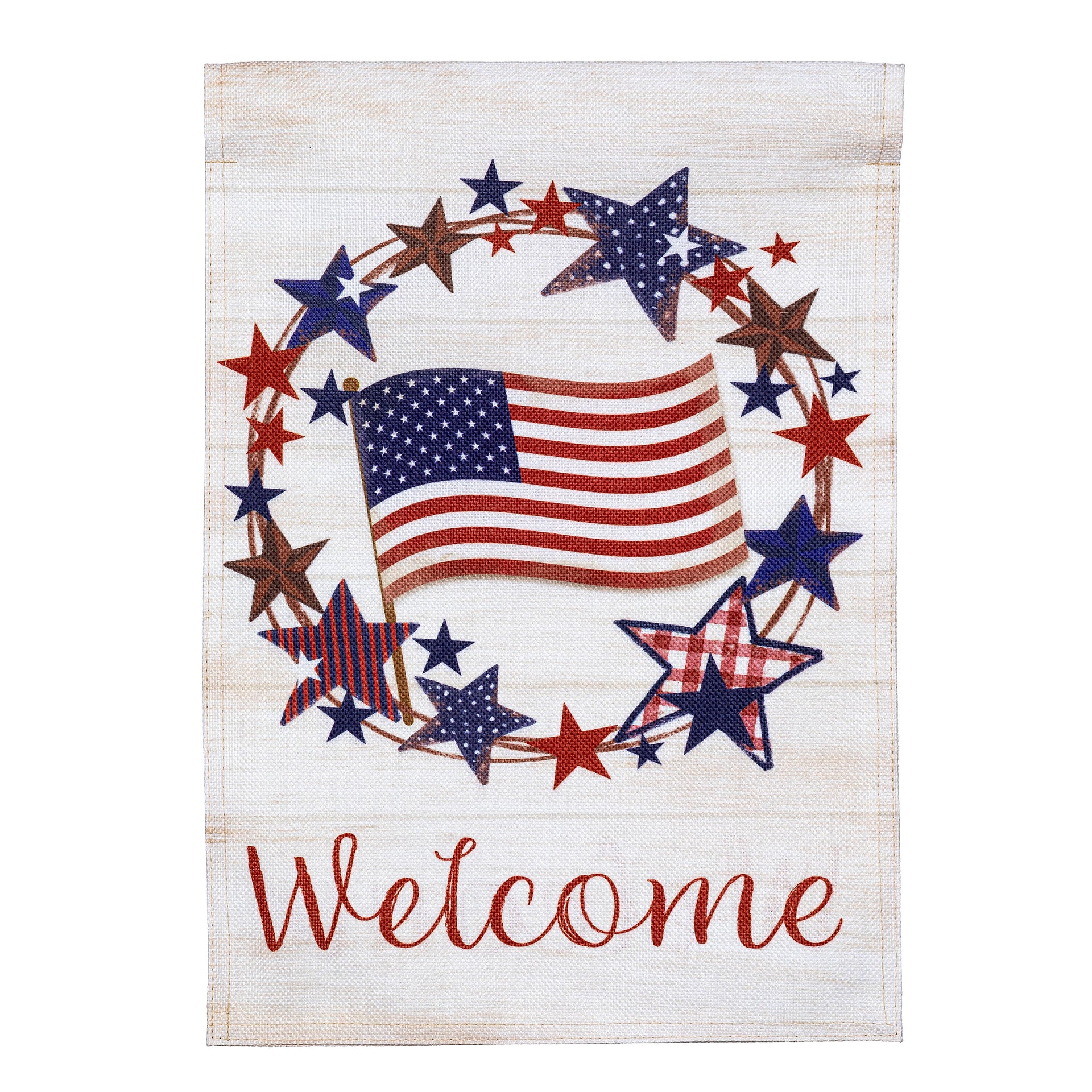 American Star Wreath Burlap Garden Flag