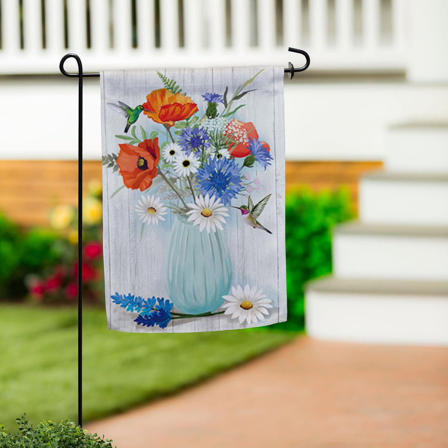 Red White & Blue Bouquet Suede Garden Flag