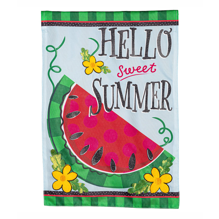 Hello Sweet Summer Applique Garden Flag