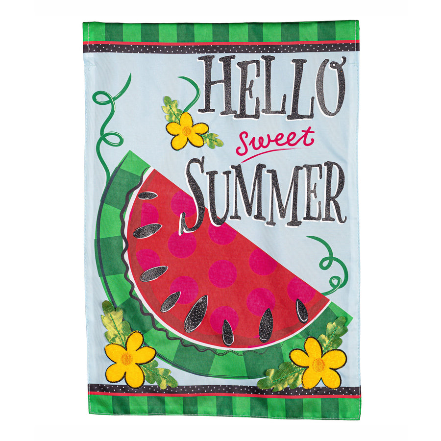 Hello Sweet Summer Applique Garden Flag
