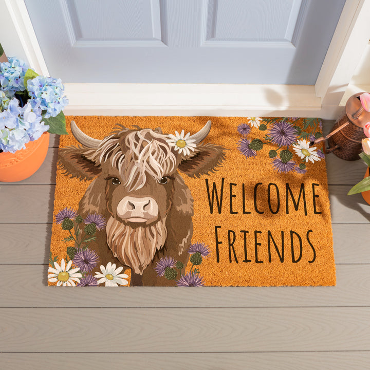 Highland Cow Coir Doormat 36 Inches x 24 Inches