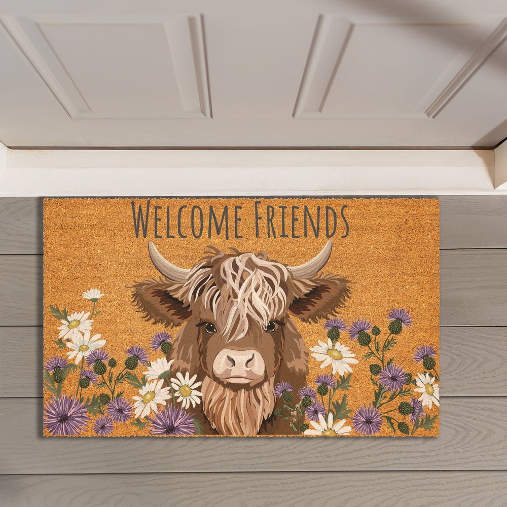 Highland Cow Coir Doormat 30 Inches x 18 Inches