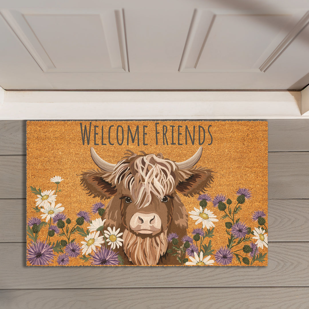 Highland Cow Coir Doormat 30 Inches x 18 Inches