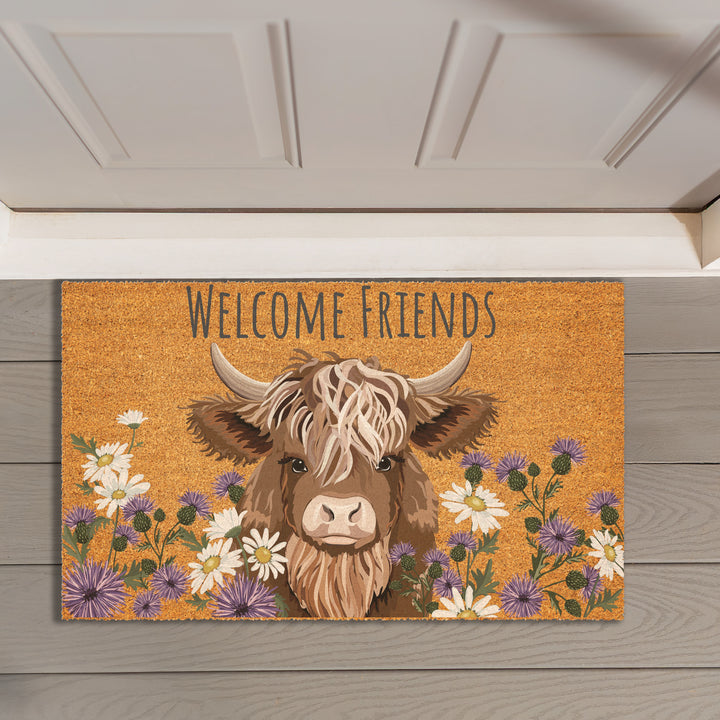 Highland Cow Coir Doormat 30 Inches x 18 Inches