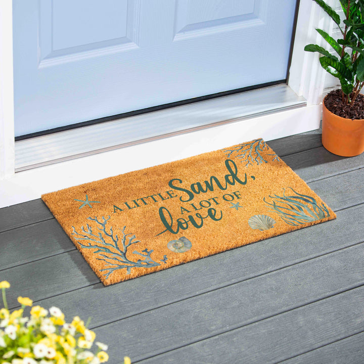 Blue Coastal Beach Coir Doormat