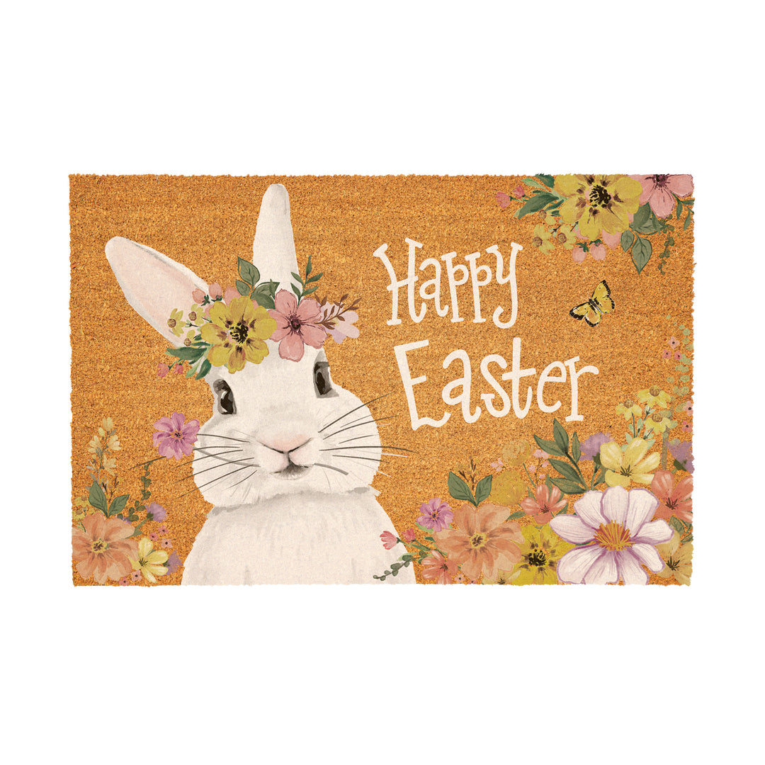 Bunny Blooms Floral Bunny Coir Doormat