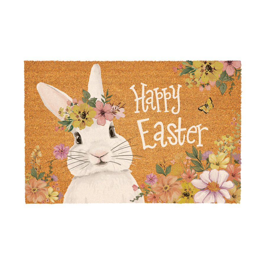 Bunny Blooms Floral Bunny Coir Doormat