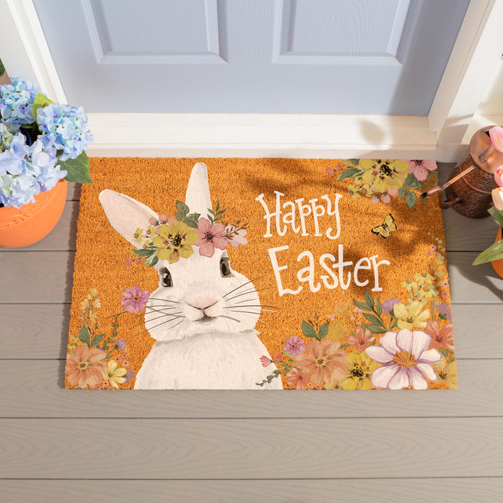 Bunny Blooms Floral Bunny Coir Doormat