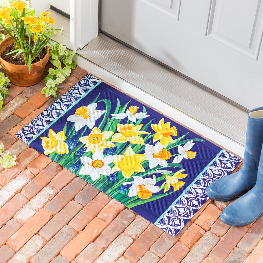 Delft Daffodil Embossed Doormat