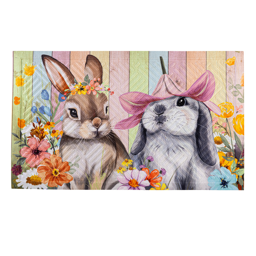 Bunny Blooms Flower Time Embossed Doormat
