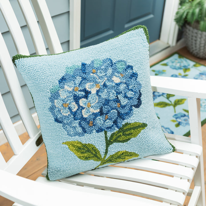 Hooked Hydrangea Haven Throw Pillow