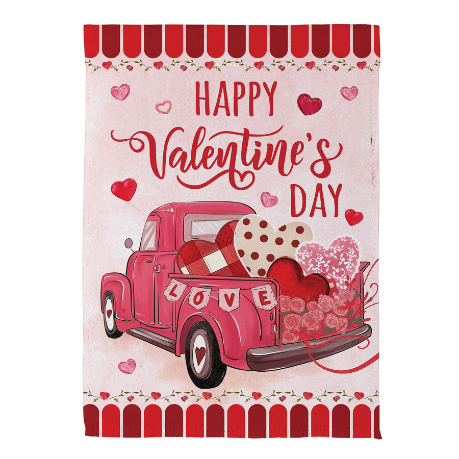 Truck Full Of Love Suede Garden Flag