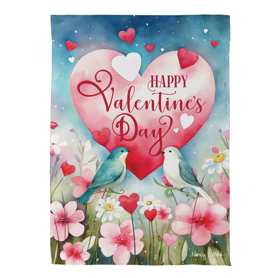 Lovebirds Suede Garden Flag