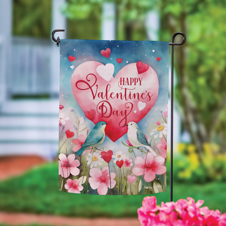 Lovebirds Suede Garden Flag