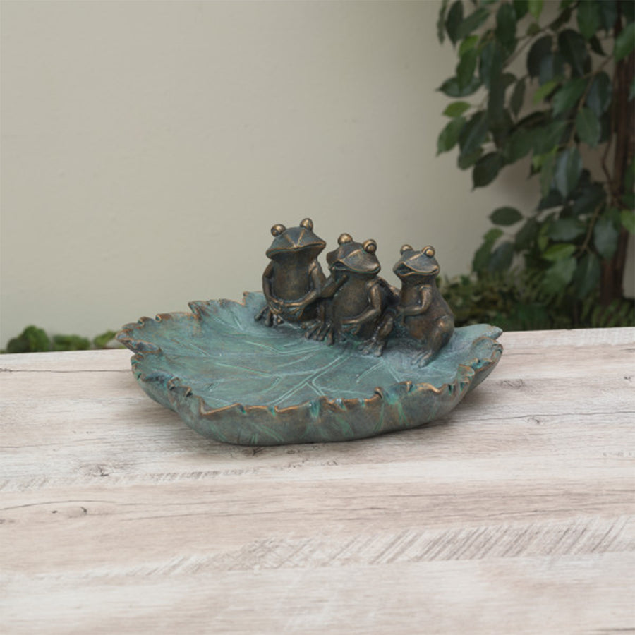 Resin Leaf Birdfeeder with Frogs
