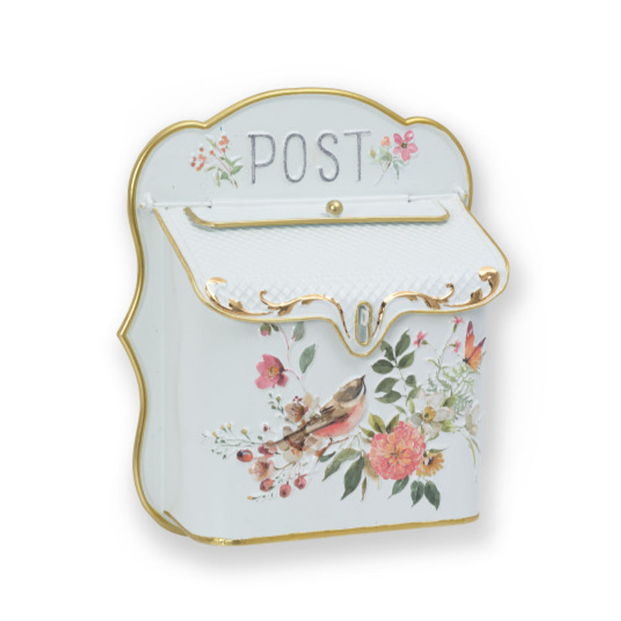 Metal Embossed Floral Bird Design Mailbox