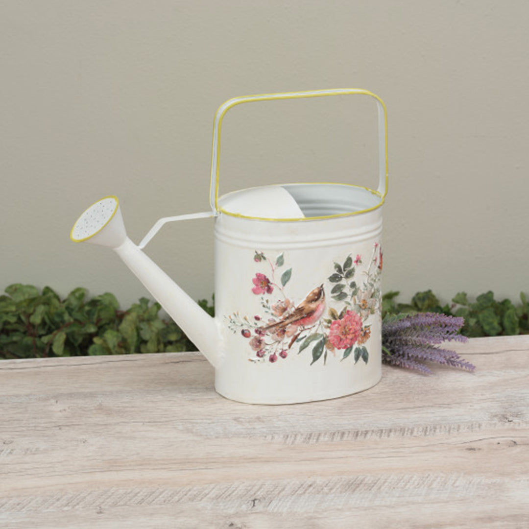 Metal Embossed Floral Bird Design Watering Can