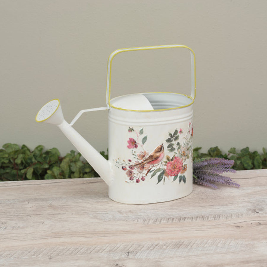 Metal Embossed Floral Bird Design Watering Can