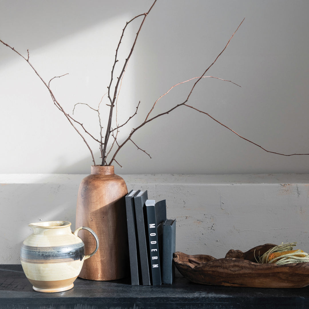 Paulownia Wood Vase Walnut Stained Finish