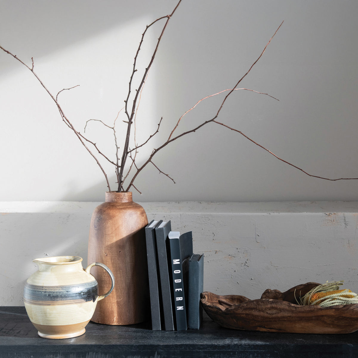 Paulownia Wood Vase Walnut Stained Finish