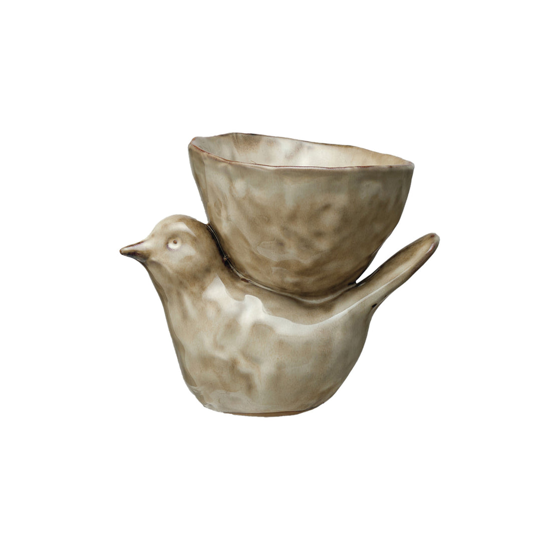 Stoneware Bird With Bowl