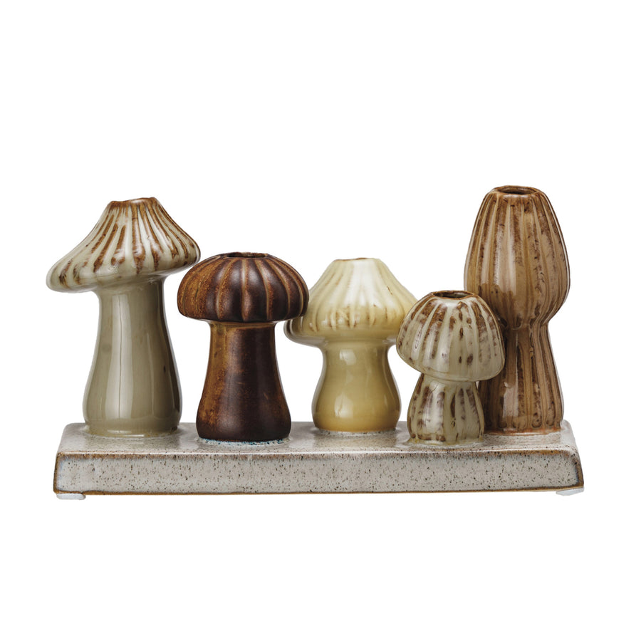 Stoneware Mushroom Shaped Multi Vase With 5 Vases