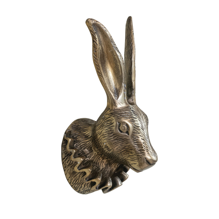 Cast Aluminum Rabbit Head With Ruffle Collar Wall Art