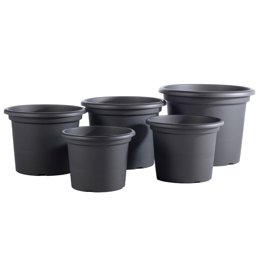Plastic Geo Planter in Charcoal Gray