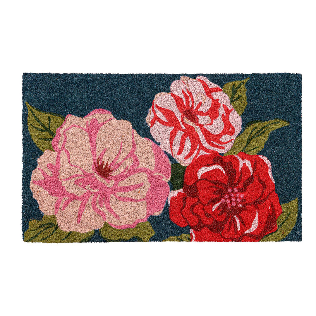 Multicolor Camellias Coir Doormat