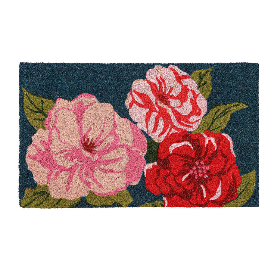 Multicolor Camellias Coir Doormat