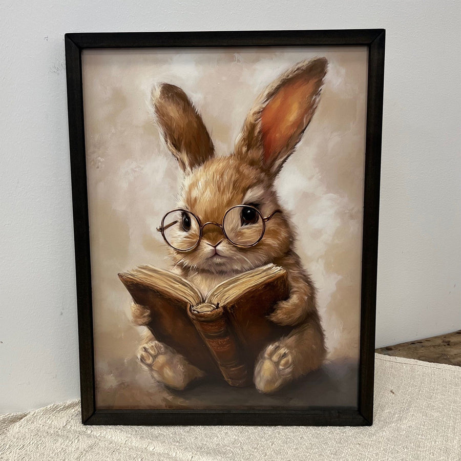 Reading Rabbit Framed Wall Art