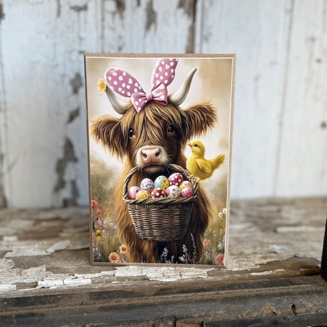 Easter Highland Cow Block