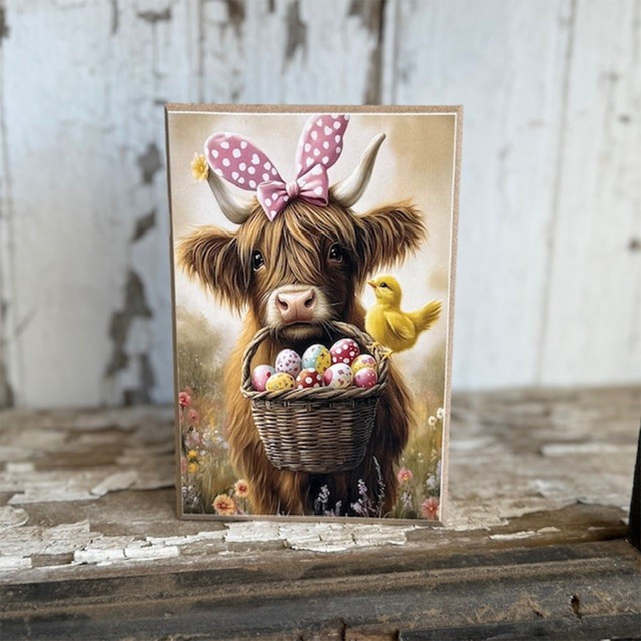 Easter Highland Cow Block