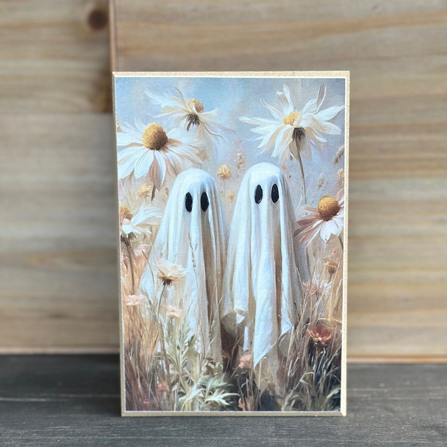Spring Ghosts in Daisies Block