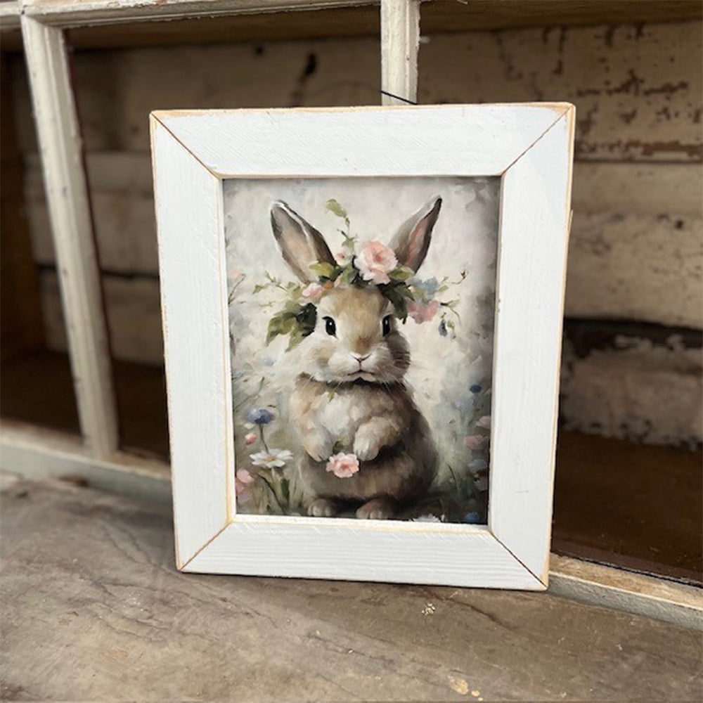 Rosie Bunny Framed Wall Art White Wash