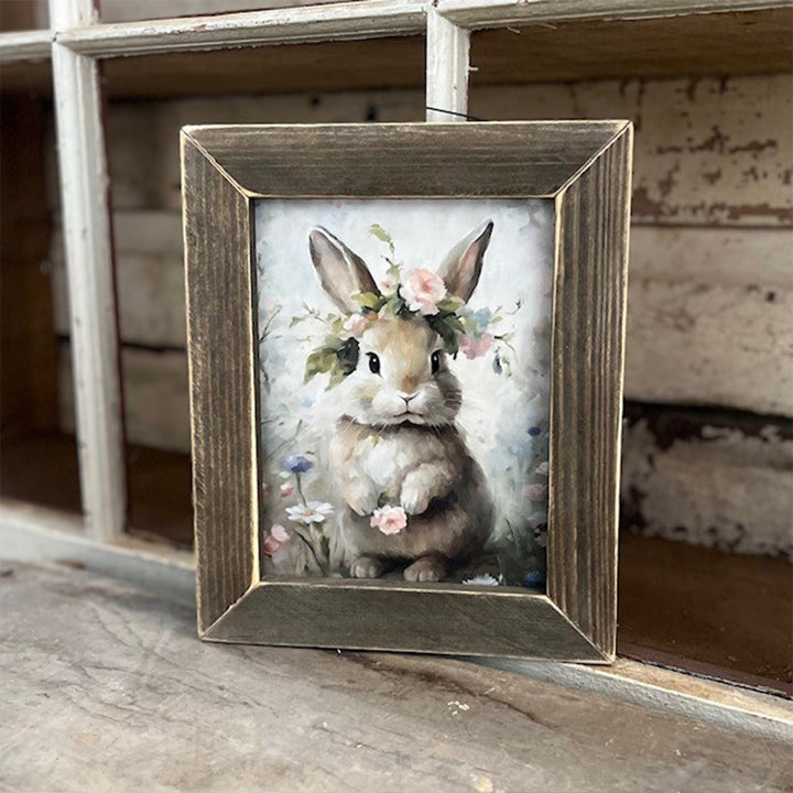 Rosie Bunny Framed Wall Art Brown Stain