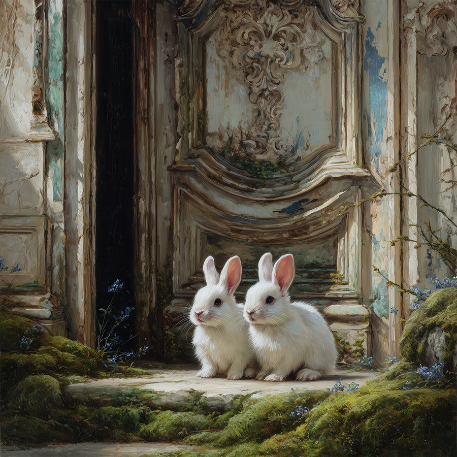 Heirloom Rabbits Framed Wall Art