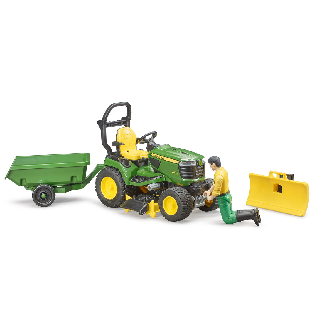 John Deere Lawn Tractor with Trailer and Gardener Toy