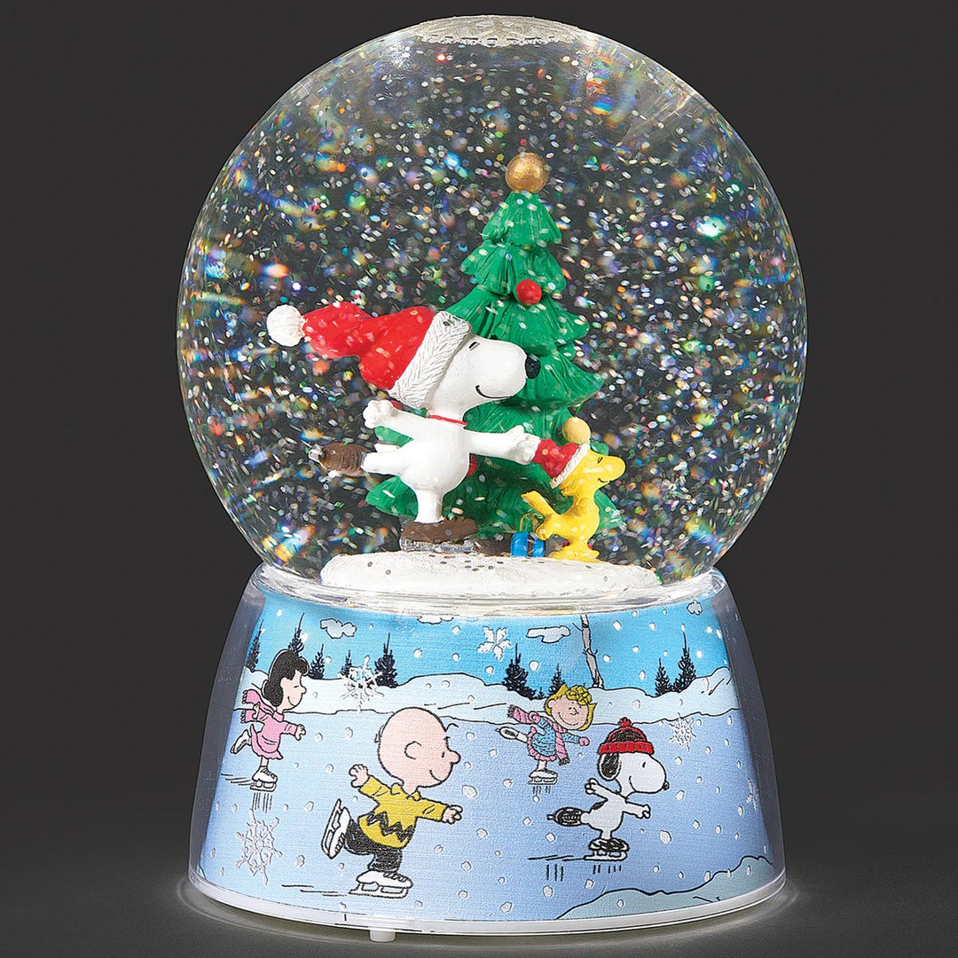 Peanuts Skating Snoopy & Woodstock Swirl Glitterdome